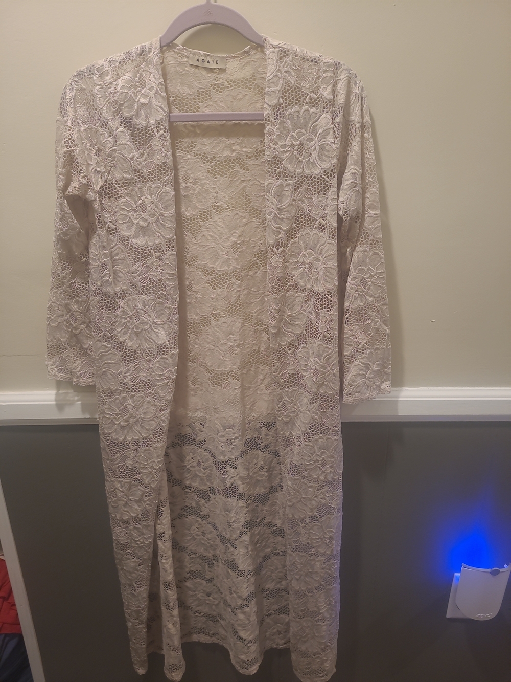 AGATE Women Beige Floral Lace Cardigan Boho Festival Fairy READ DESC!!!